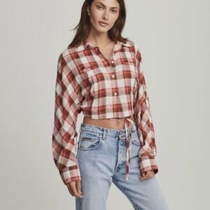 Sundays Emma Shirt in Red‎ Plaid size Small